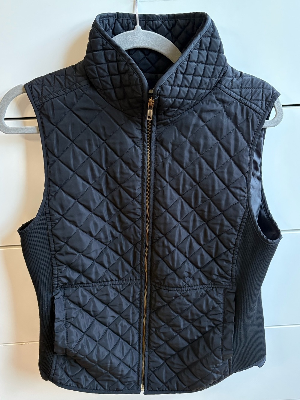 Women's British Khaki Quilted Black Vest